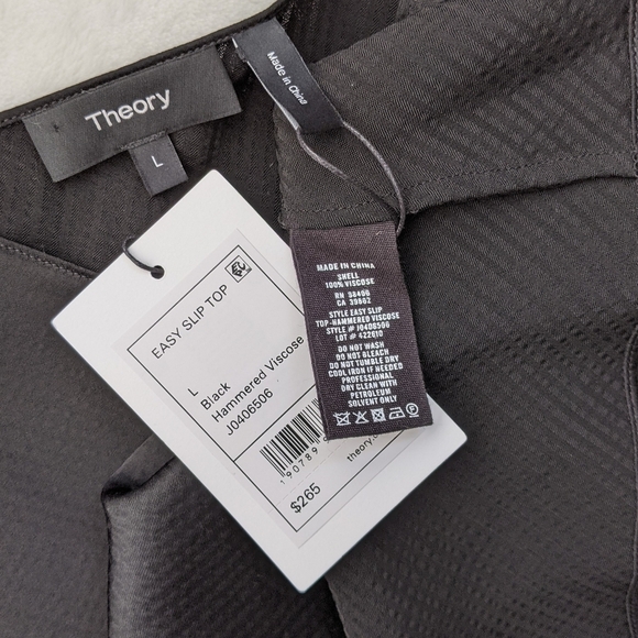 Theory Top Camisole V-Neck Sleeveless Silky Textured Lightweight Black L NWT - Picture 15 of 15